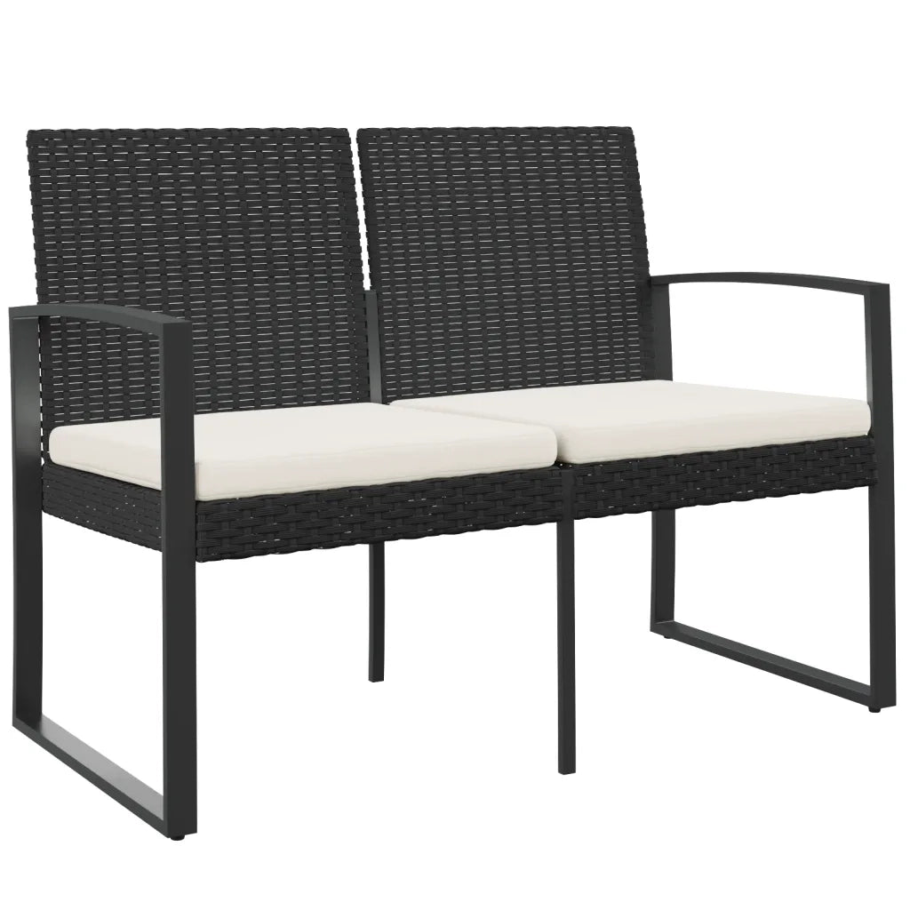 Panca da Giardino a 2 Posti con Cuscini in Rattan PP Nerocod mxl 94672