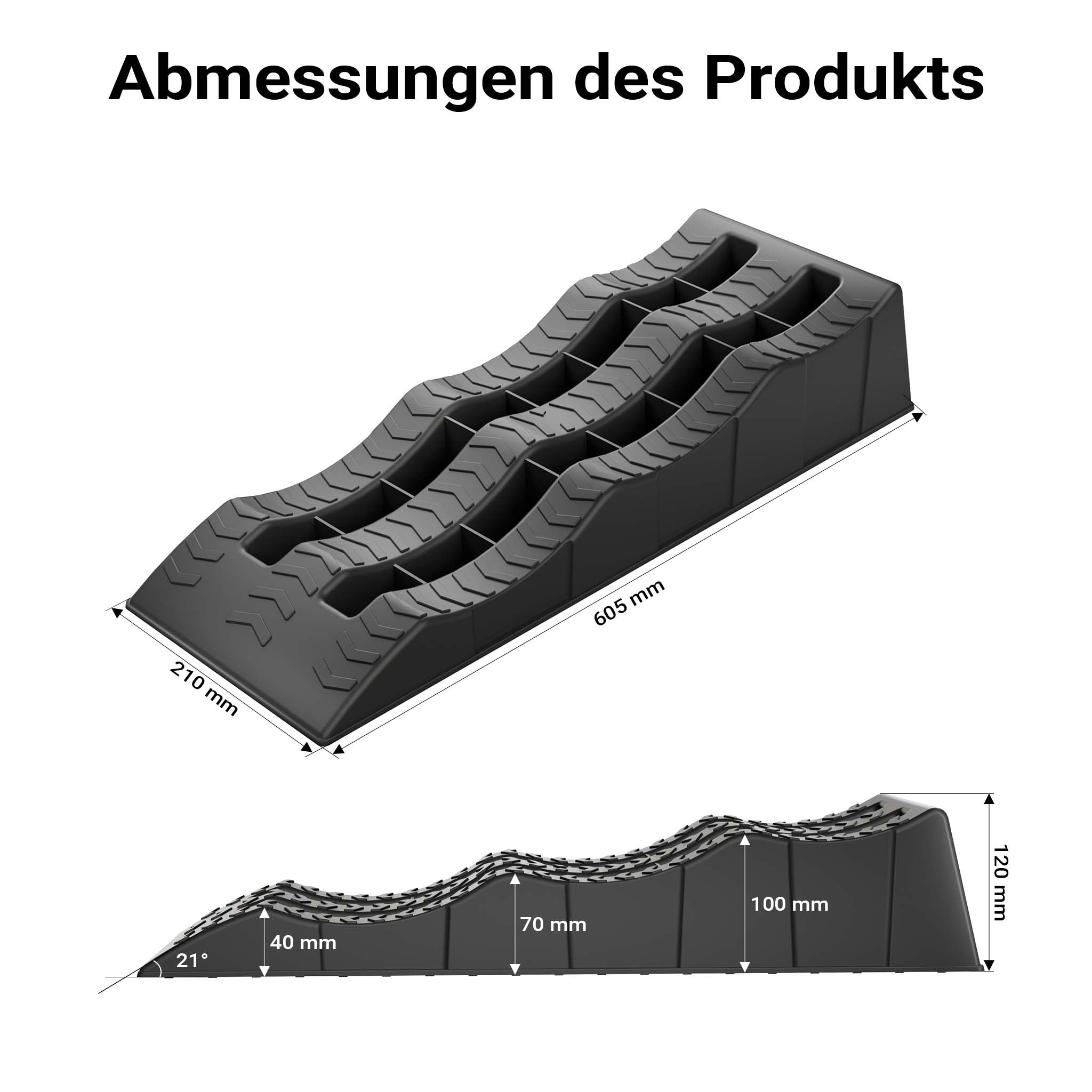 2x cunei livellatori con 3 altezze 40/70/100 mm Rampe per auto max 3,5t Con custodia e livella