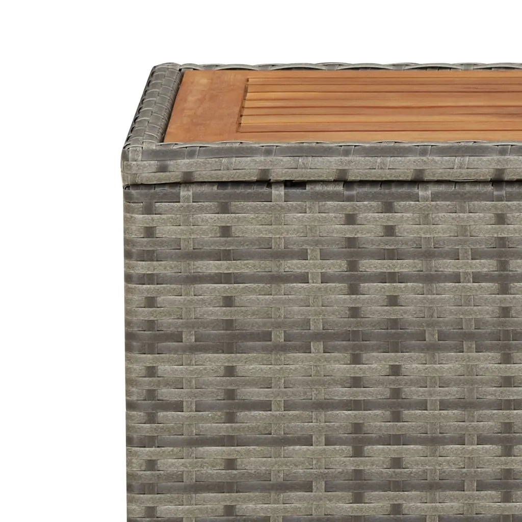 Tavolino da Giardino | Tavolino con Piano Legno Grigio Polyrattan e Massello Acacia