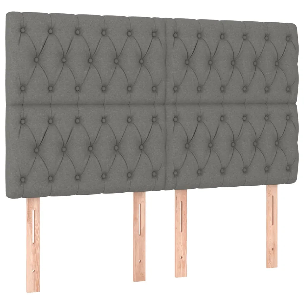 Testiera-Testata Decorativa Grigio Scuro 144x7x118/128 cm Tessuto