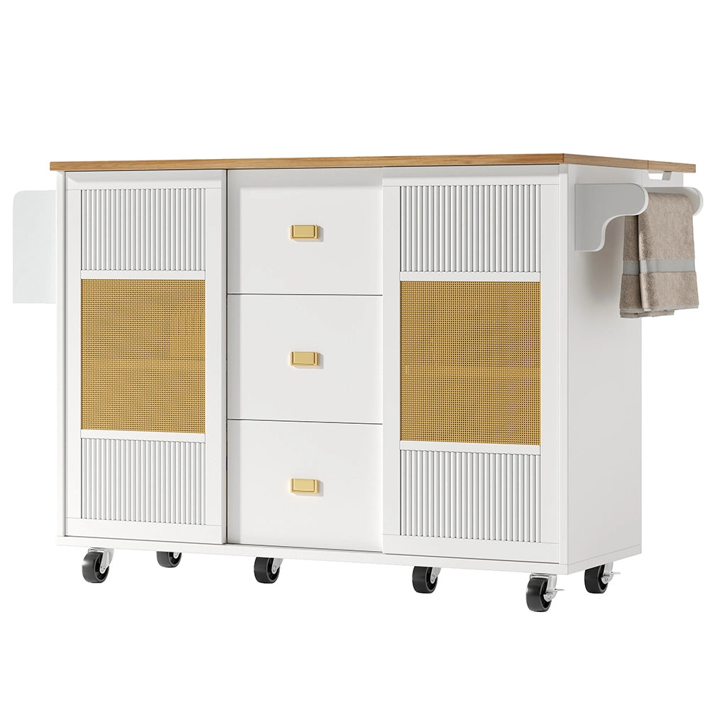 Isola cucina - Xylo - 120x73x93cm ruote scaffali spezie bianco