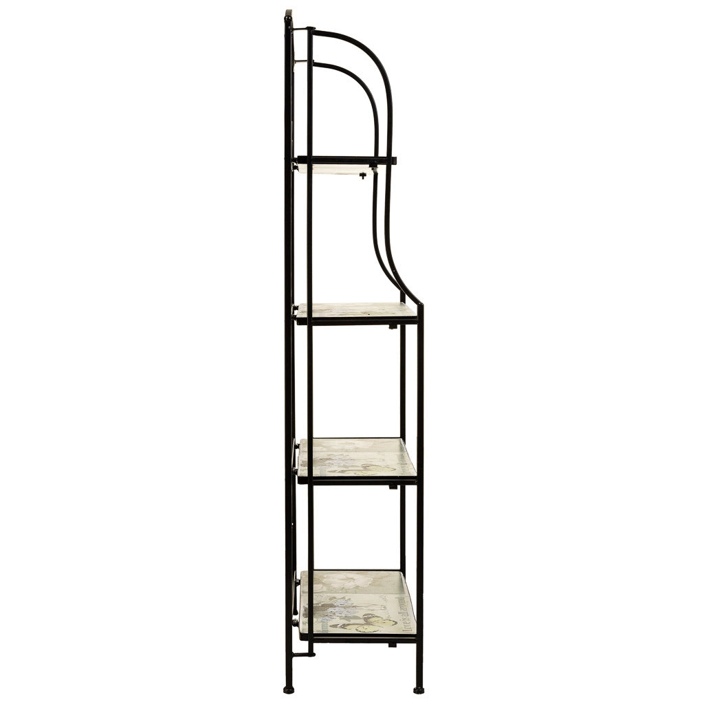 Scaffale in mosaico e ferro battuto nero 57x27x133h