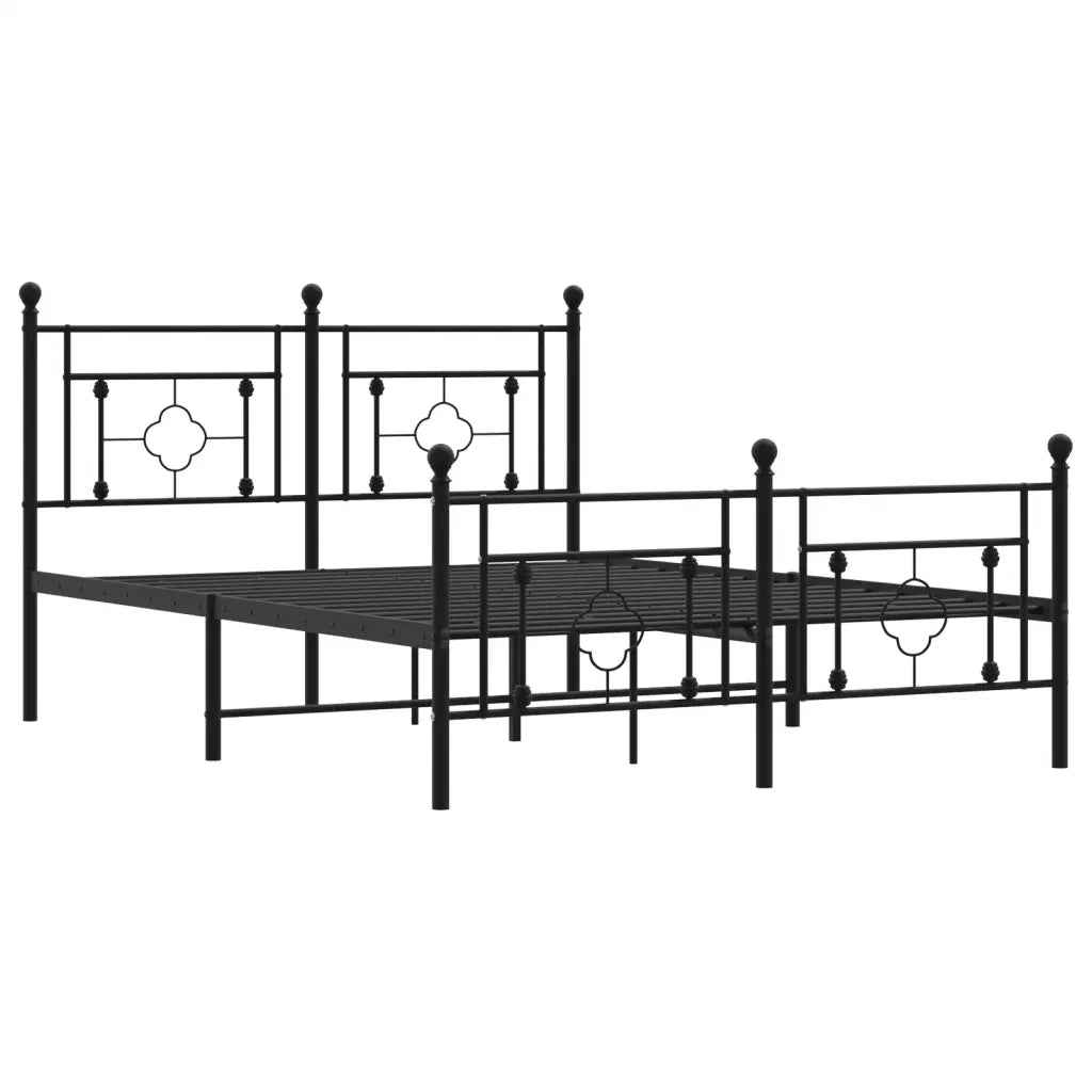 Giroletto con Testiera e Pediera Metallo Nero 135x190 cm 374356