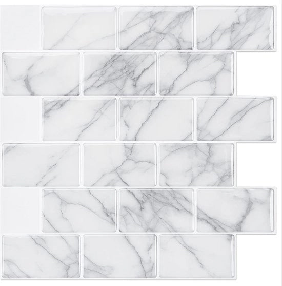 Tegole da parete autoadesive, 30,5 x 30,5 cm, marmo grigio, 10 fogli