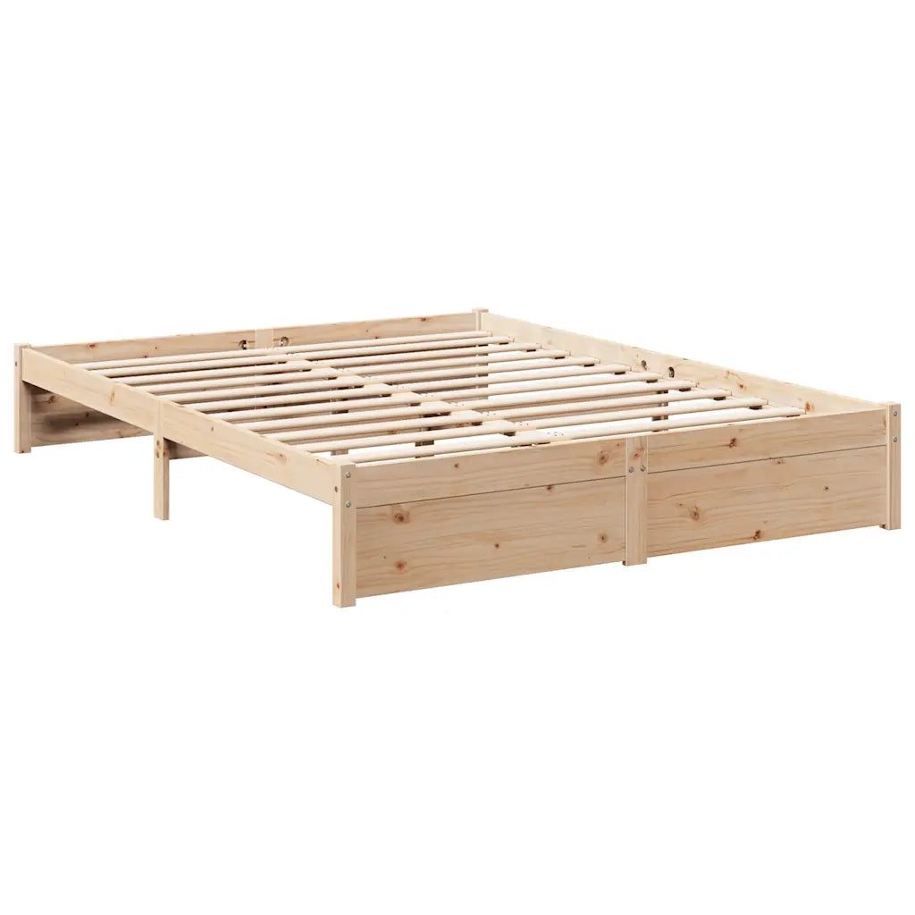 Letto Libreria senza Materasso-Struttura Letto contenitore 160x200 cm in Legno di Pino 663504