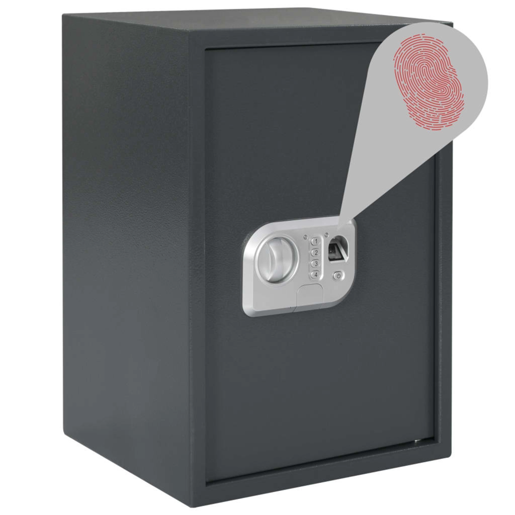 Cassaforte Elettronica Digitale con Blocco per Impronte 31x35x50 cm Acciaio