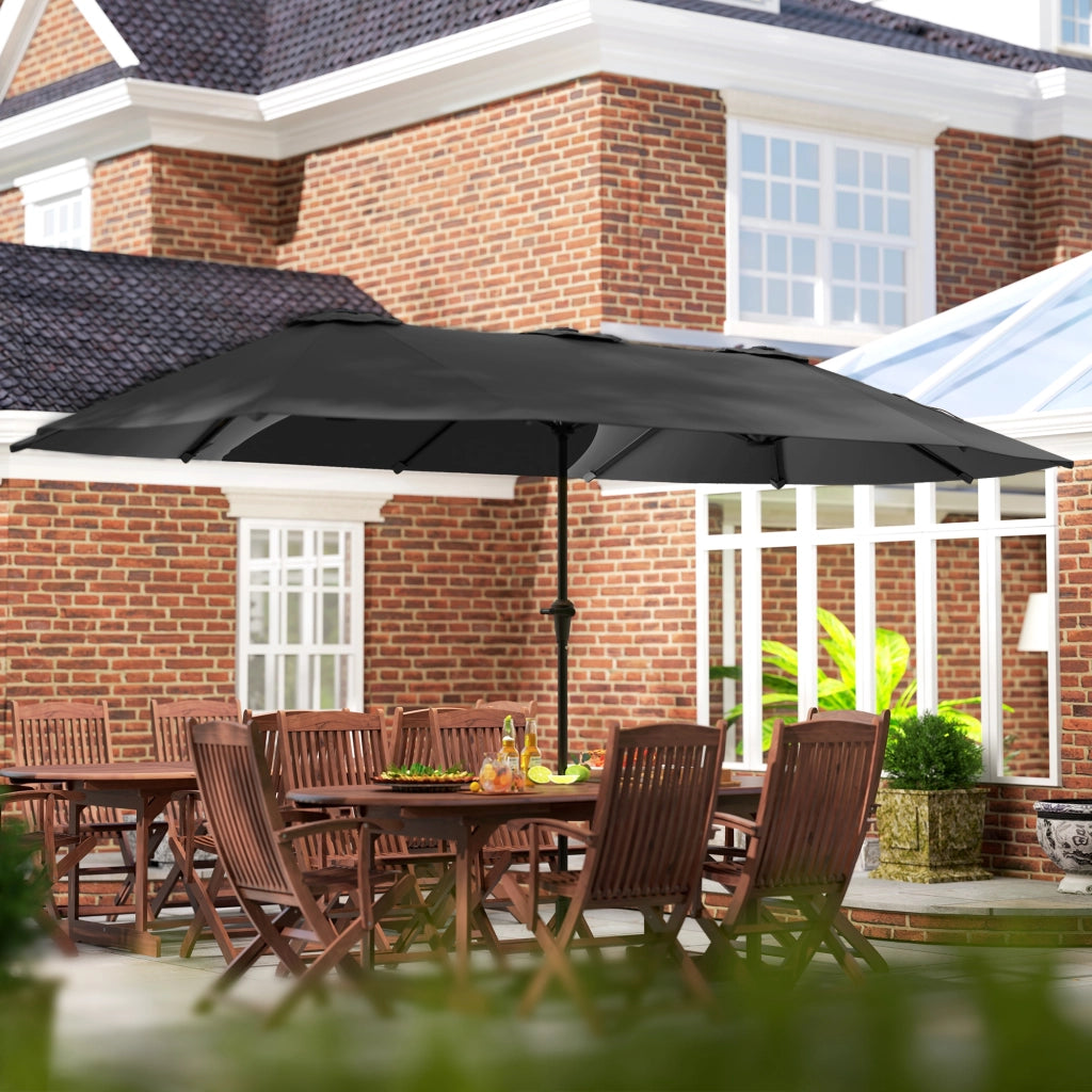 Ombrellone doppio per esterno 4x2,2 m ¨C zephmum ¨C grigio scuro, impermeabile, protezione UV30+