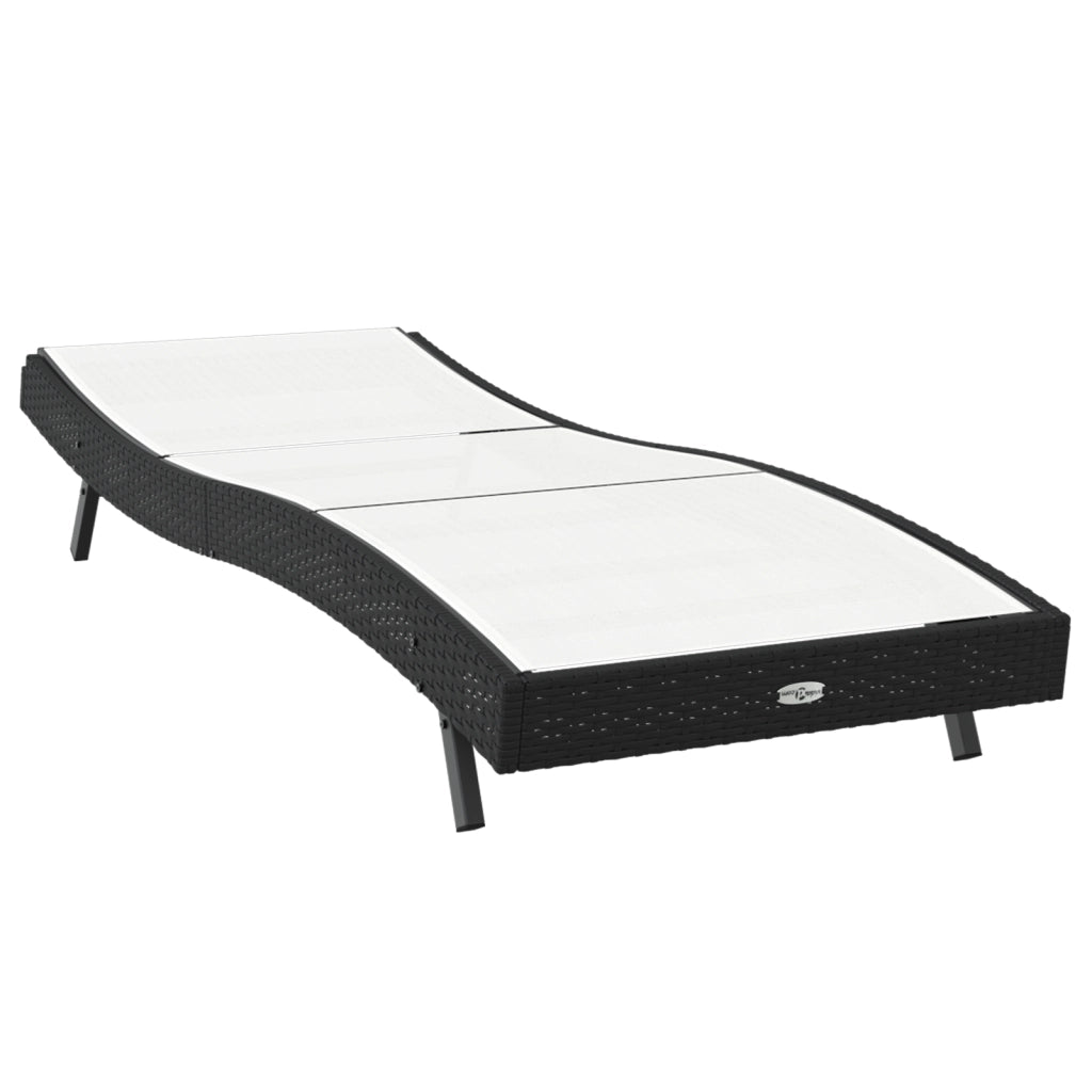 Lettino Prendisole Nero Rattan e Textilene