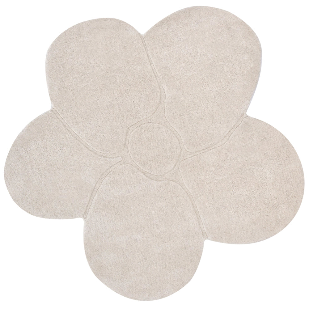 Tappeto in lana a forma di fiore beige chiaro 140 x 140 cm camera da letto cameretta
