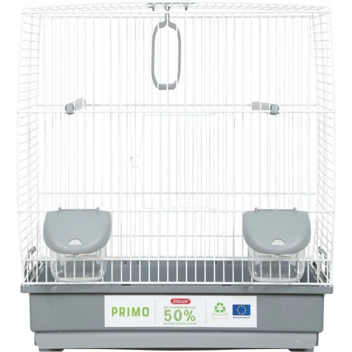Gabbia per uccelli - Carla - Plastica riciclata - 2 trespoli - 2 mangiatoie - Altalena