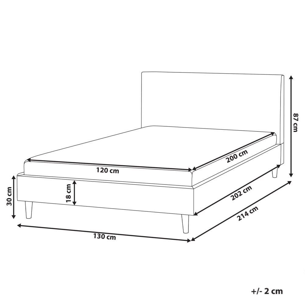 Letto matrimoniale in tessuto beige 120 x 200 cm con rete stile contemporaneo