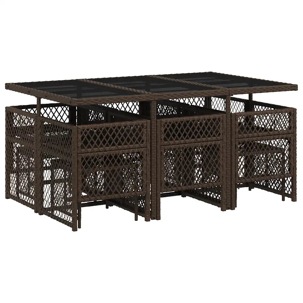 Set da Pranzo da Giardino 11 pz con Cuscini Polyrattan Marrone 3210789
