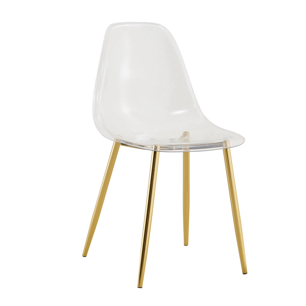 Set tavolo da pranzo e sedie con 1 tavolo rotondo e 4 sedie; vetro temperato; metallo e plastica oro trasparente