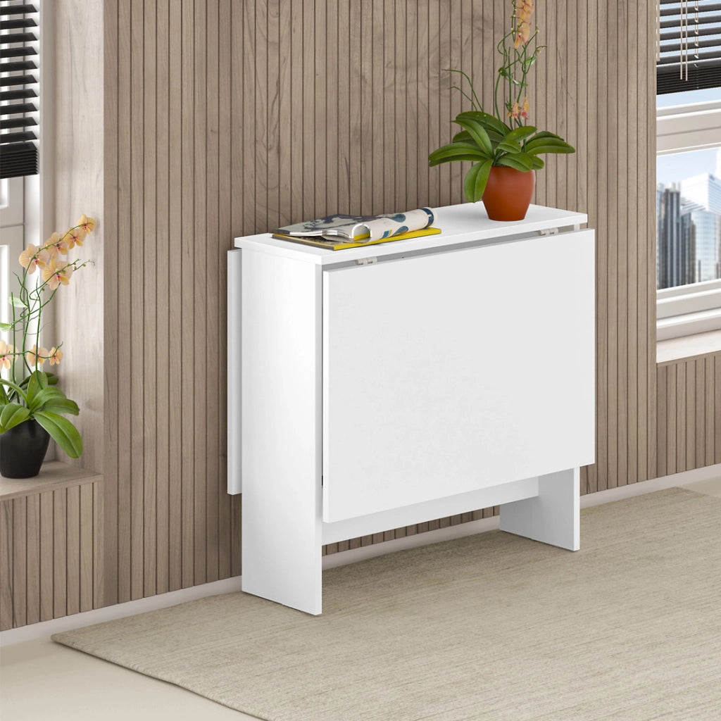Tavolo Salvaspazio Consolle Allungabile 30-130x76 cm Artemio in Legno Bianco