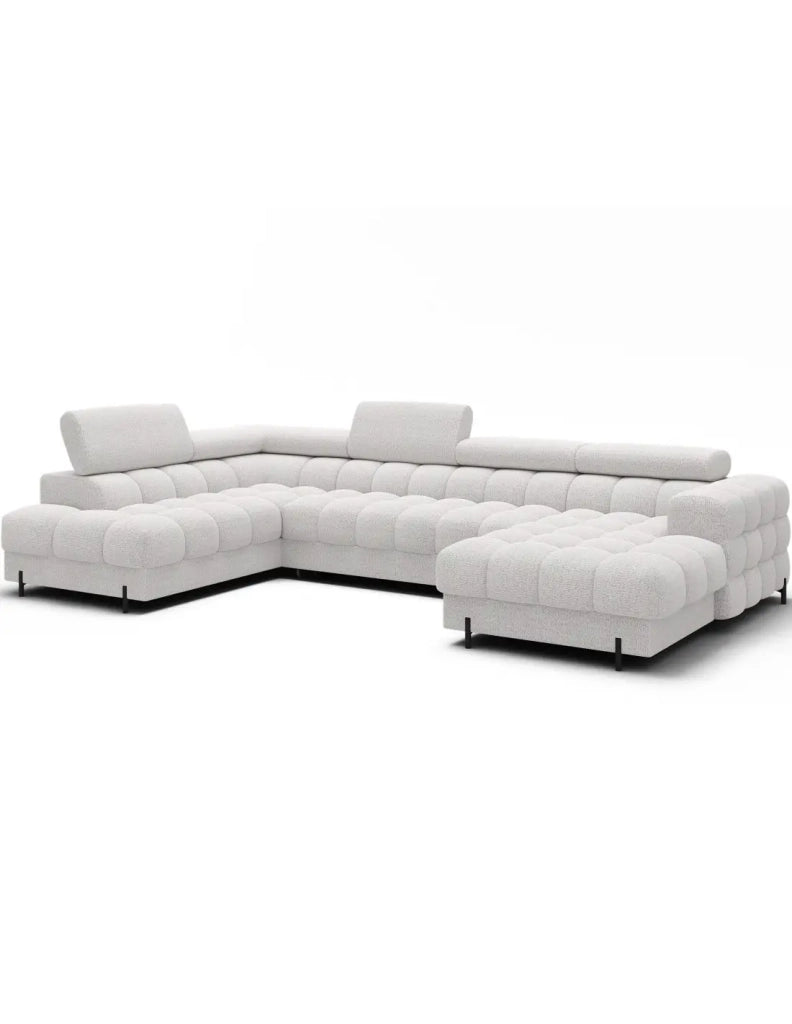 Divano panoramico convertibile Bianco angolo sinistro FERARIA 358x93x202cm