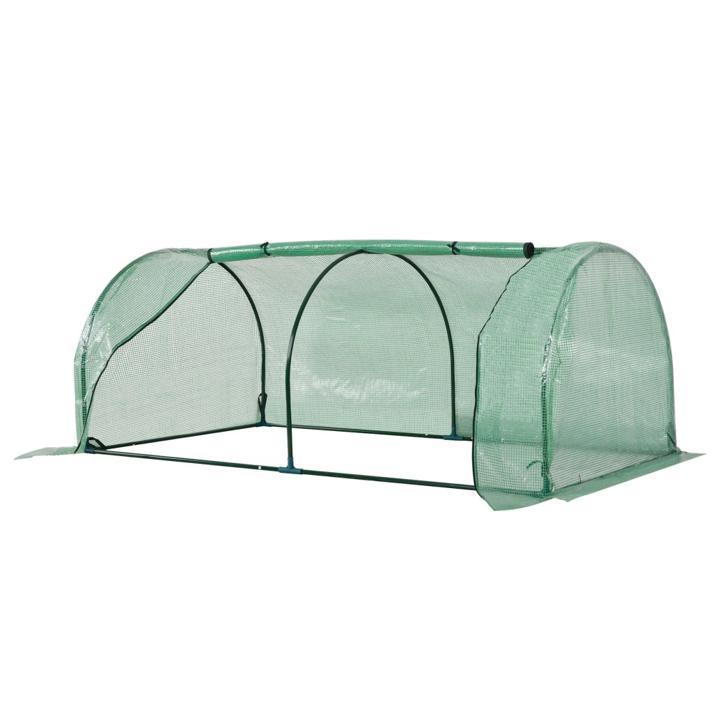 SERRA da Giardino 200x100x80 cm Verde in Plastica e Acciaio con porta arrotolabile