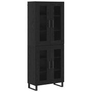 Credenza 2 pz | Madia | Buffet da pranzo | Armadio da pranzo Rovere Nero Legno Stratificato e Vetro