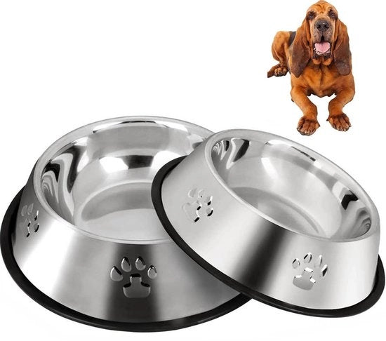 Due contenitori per cani in acciaio inossidabile, contenitore per cani/contenitore per cibo antiscivolo, contenitore per cani per grandi cani (30 cm)