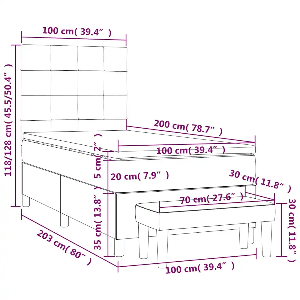 Giroletto a Molle con Materasso Blu Scuro 100x200 cm in Velluto 3137831