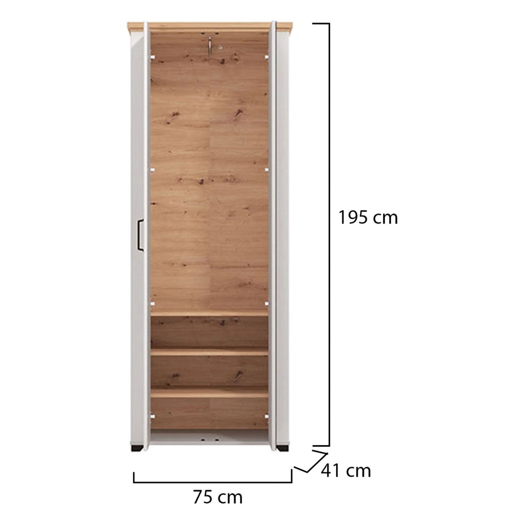 Armadio Camera da Letto Vittuone, Guardaroba 2 Ante Appendiabiti, 75x194.5h cm Bianco