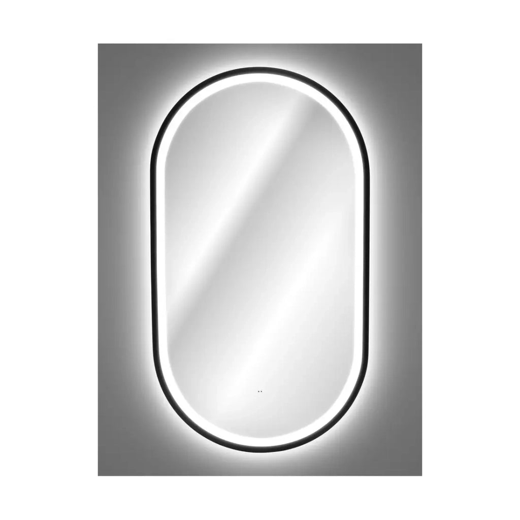 Specchio da bagno LED nero ovale 90x50 cm design
