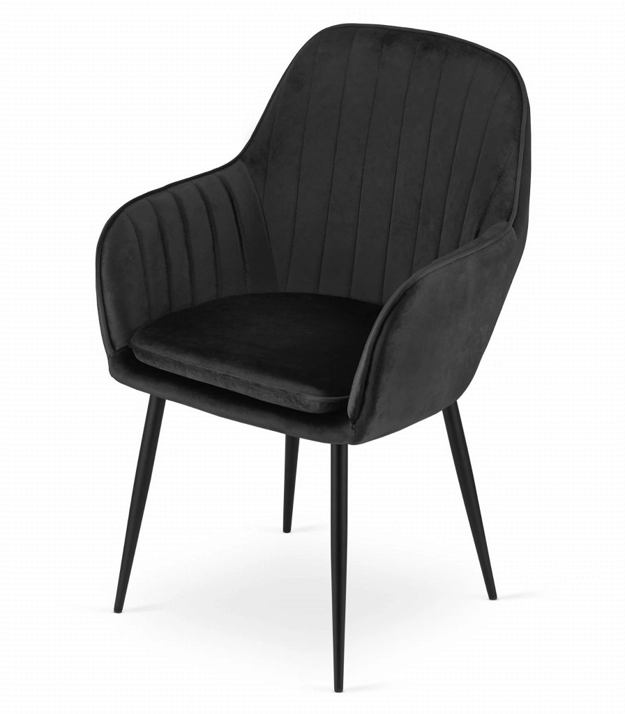 Sedia Valora LUGO in velluto nero dal design ergonomico per il soggiorno