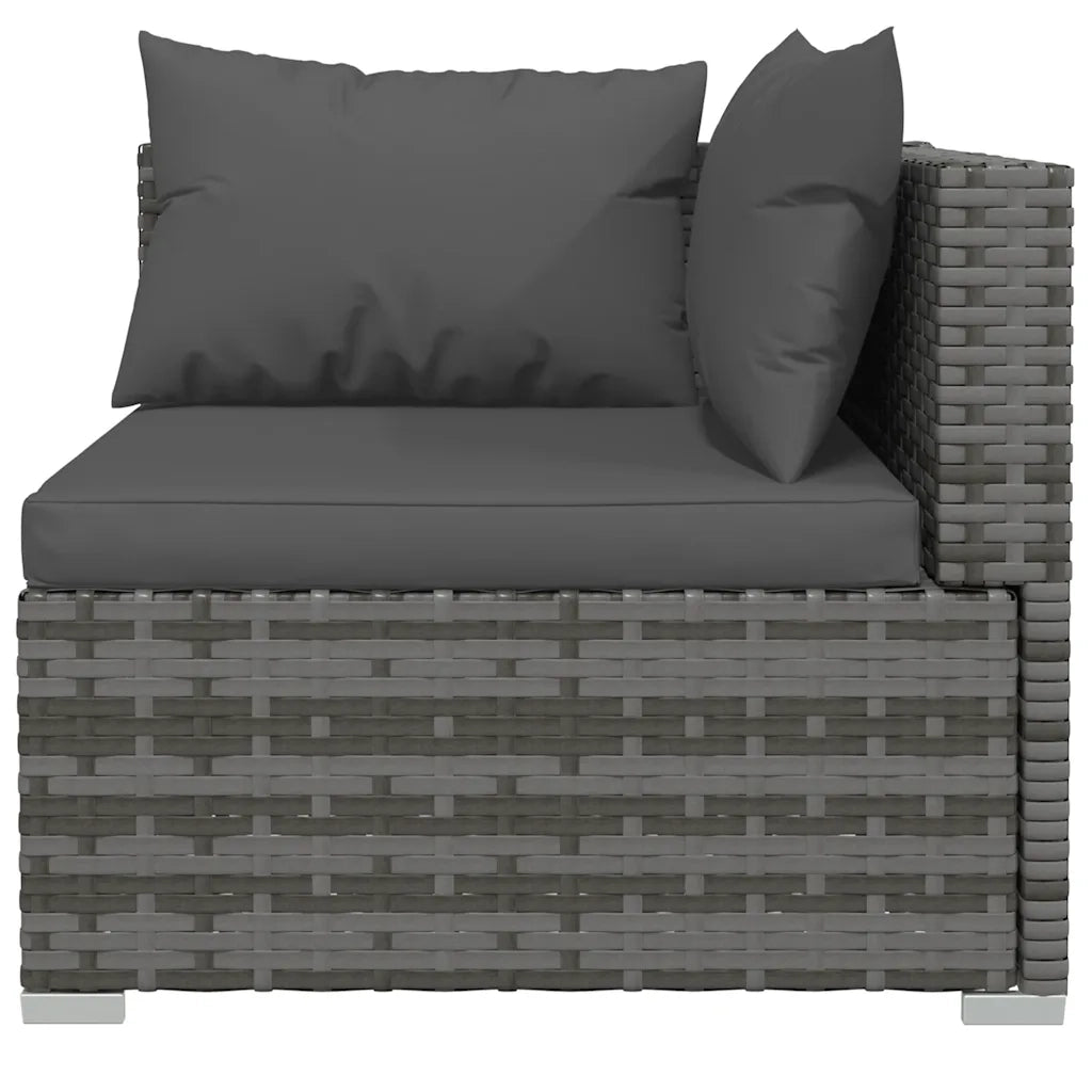 Set Divani da Giardino 4 pz con Cuscini in Polyrattan Grigio cod mxl 44493