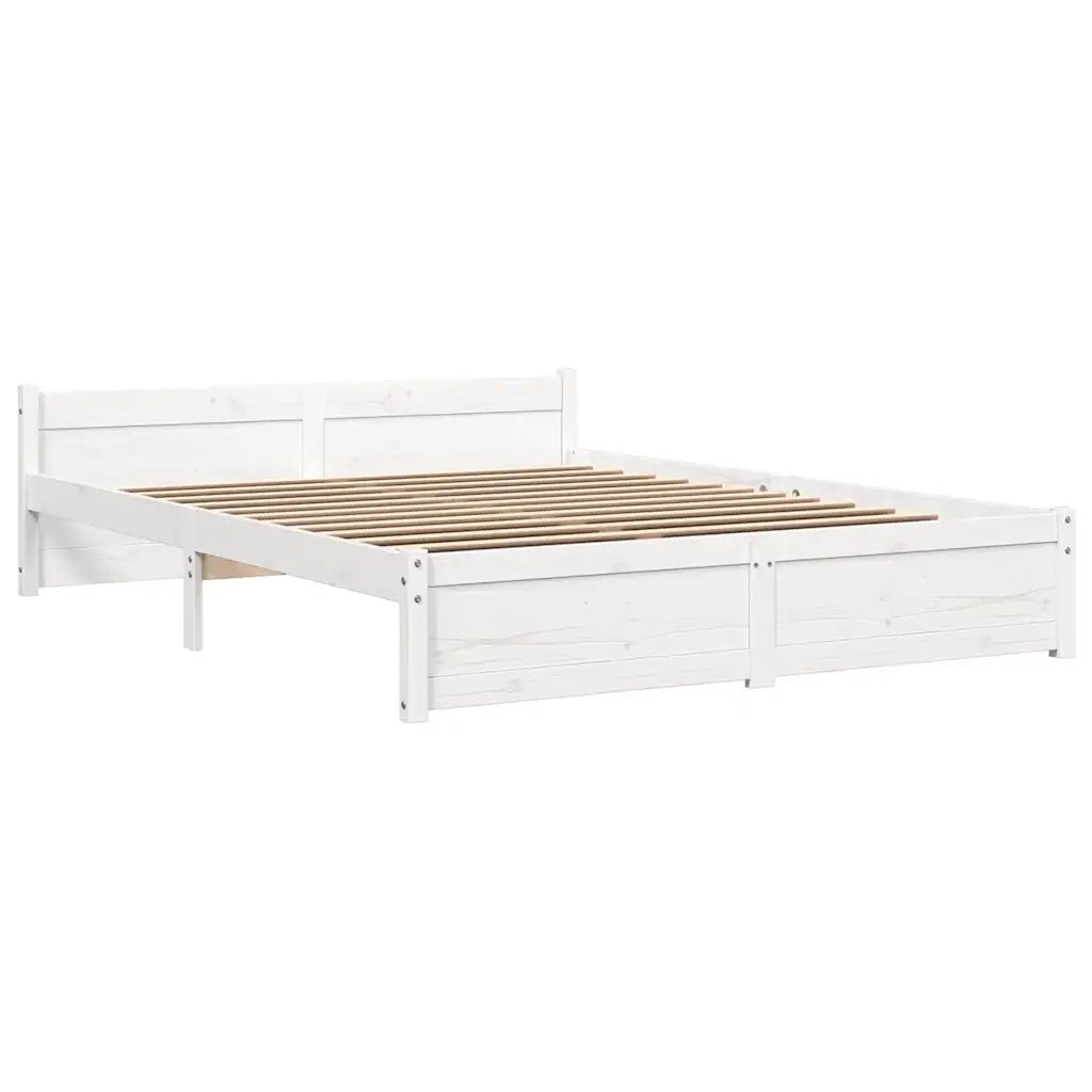Giroletto-Struttura Letto Bianco in Legno Massello 140x200 cm 621706