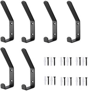 6 pezzi di chiodi per abbigliamento in metallo nero - Ophanghaken - hanger per abito - per pannelli acustici - moderna stazione di appoggio - chiodi per muro per giacche, mantelli, cappelli, sciarpe, asciugamani, borse e altro (13,8 cm)