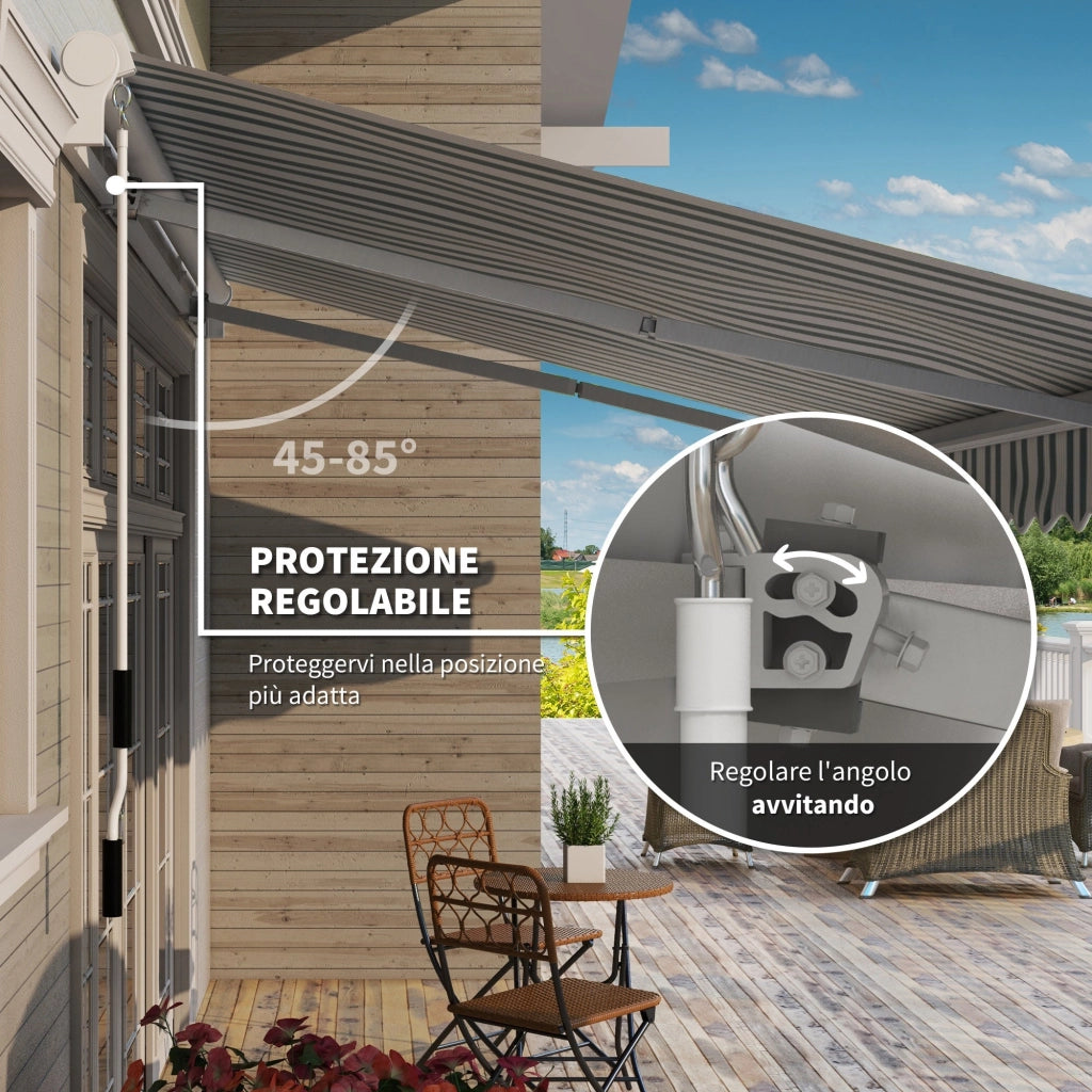 Tenda da Sole a Bracci 395x245 cm Avvolgibile a Manovella Verde e Bianco