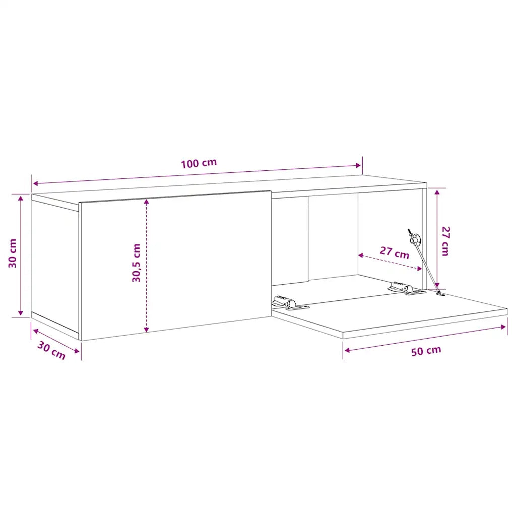 Mobili TV da Parete 2 pz | Armadietto TV | Mobile Porta TV Grigio Cemento 100x30x30 cm in Legno