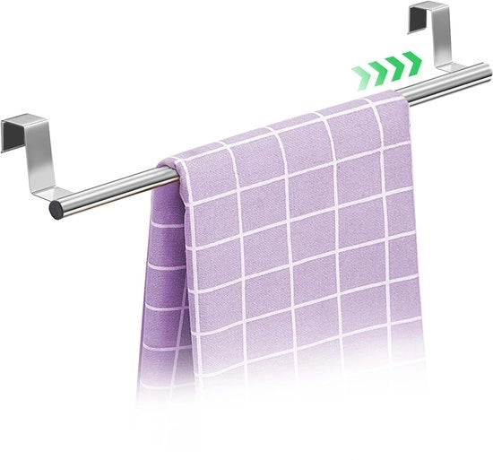 Sostegno per asciugamani per cucina senza forare, appoggio asciugamani per appendere, estensibile 25-40 cm, acciaio inox, per ante di cassetti e porte di armadi