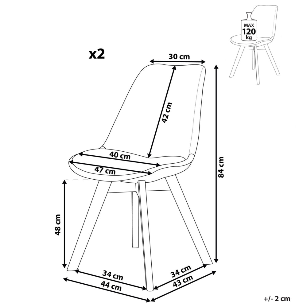 Set di 2 Sedie da Pranzo in Ecopelle Nera Gambe in Legno Lucido