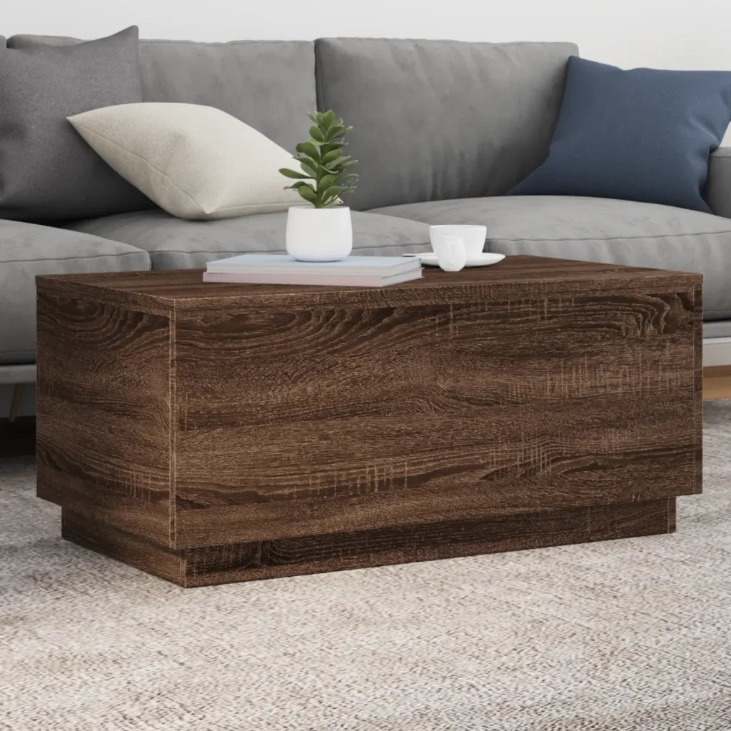 Tavolino da salotto | Tavolino da caff¨¨ | Tavolino da Soggiorno con Luci LED Rovere Marrone 90x50x40 cm