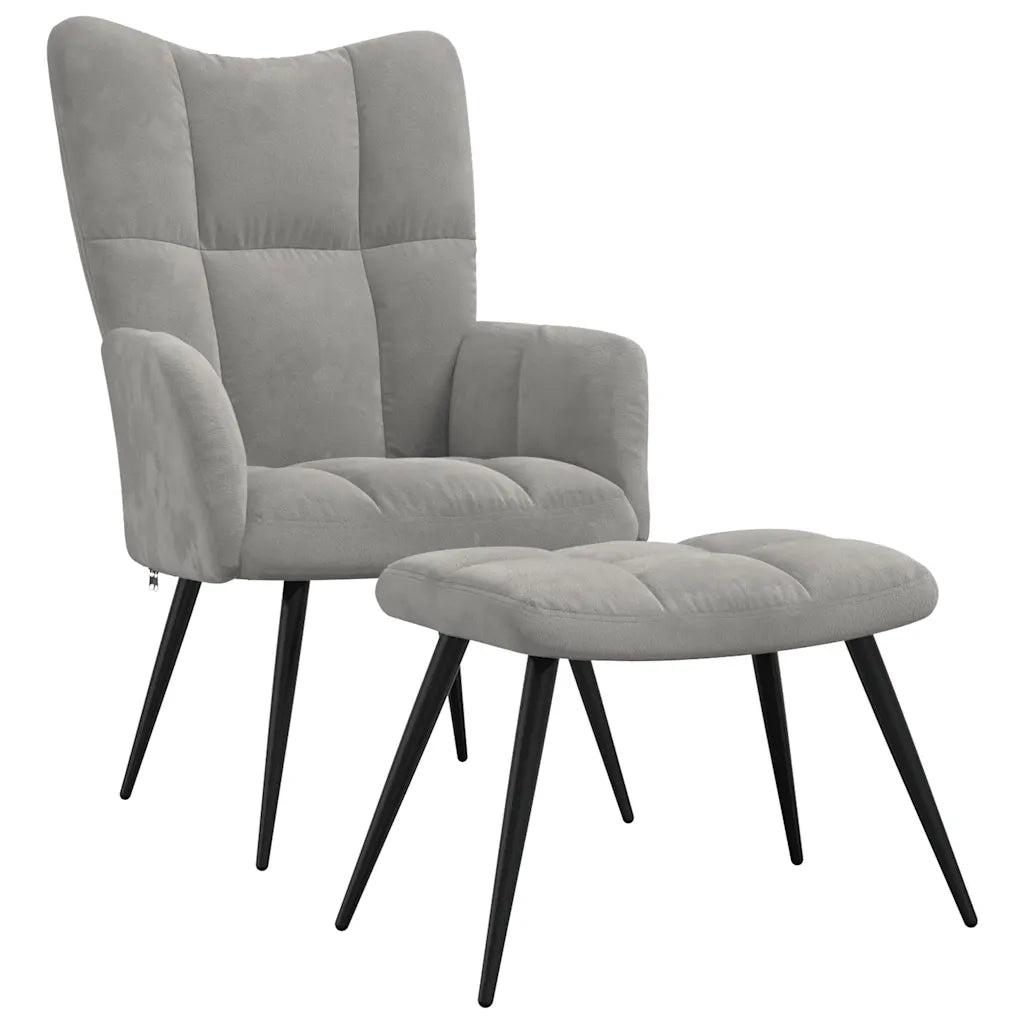 Poltrona Relax con Poggiapiedi Grigio Chiaro in Velluto cod mxl 32590