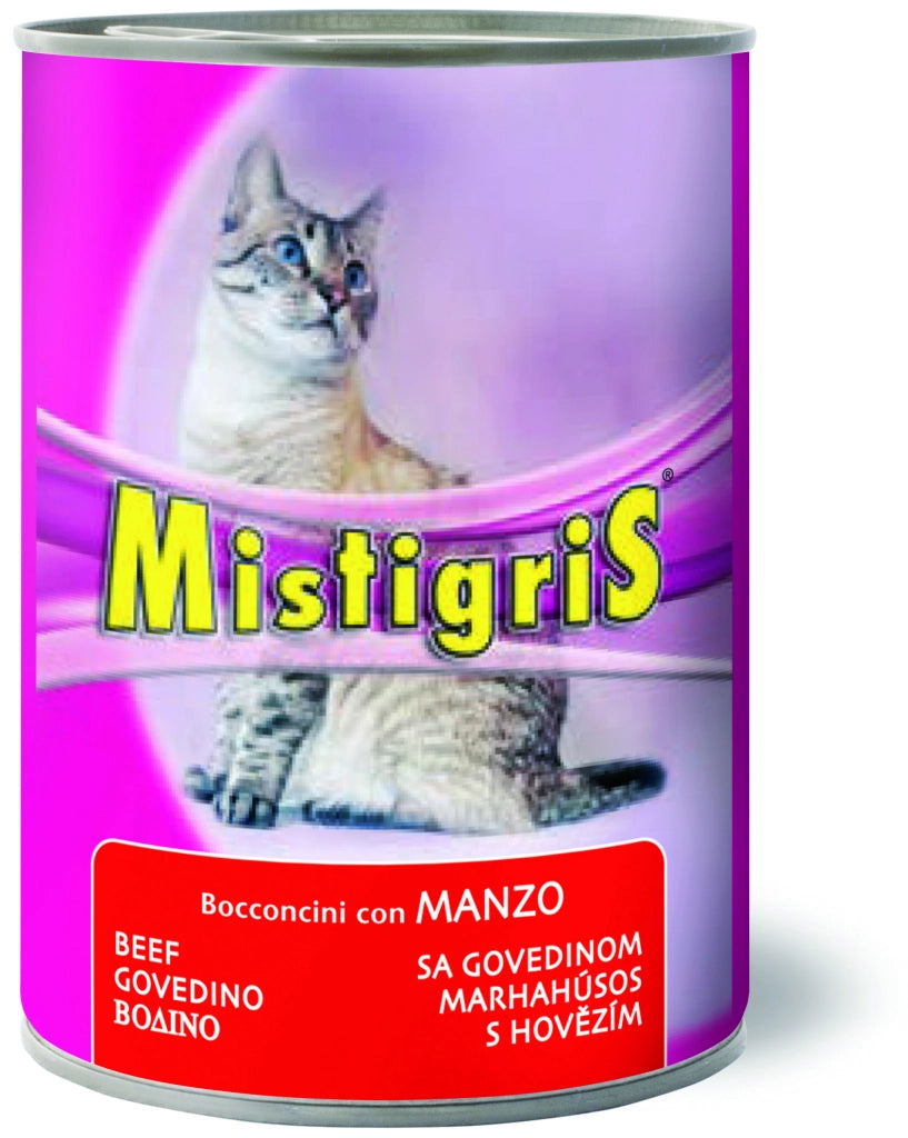 Bocconi per Gatti ''Misura Tigris'' Gusto Manzo Gr. 405 24 Pezzi Morando