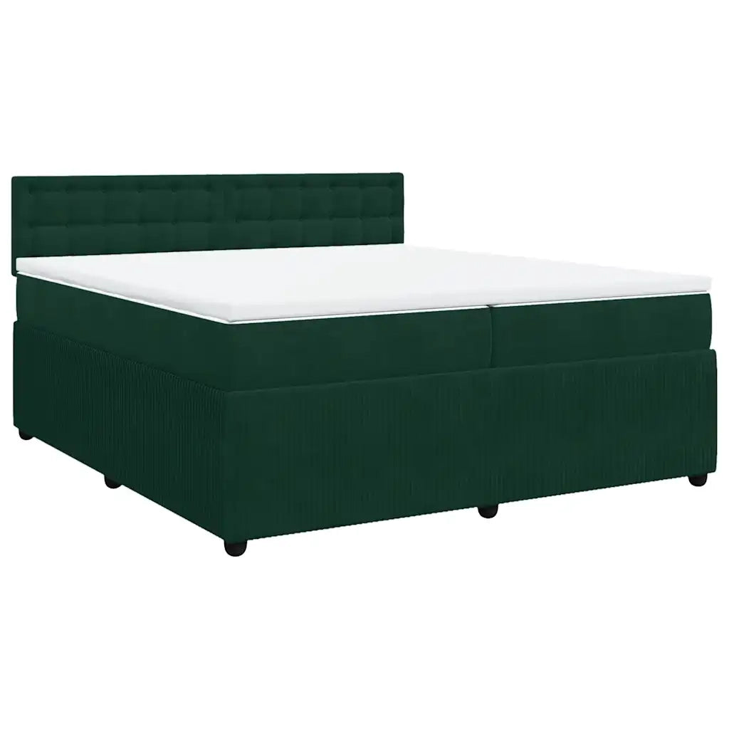 Giroletto a Molle con Materasso Verde Scuro 200x200 cm Velluto