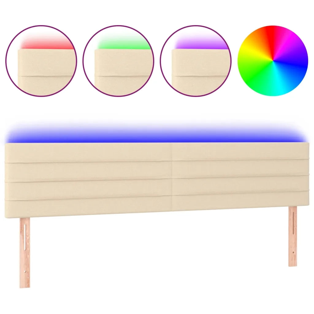 Testiera a LED-Testata con LED Crema 180x5x78/88 cm in Tessuto 672730