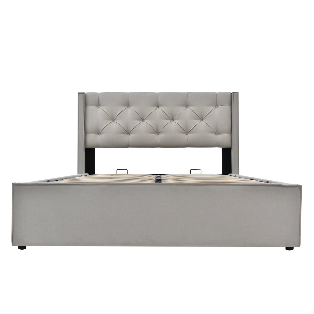 Letti contenitori 160x200 cm; contenitore sollevabile; cotone; grigio chiaro (Senza materasso)