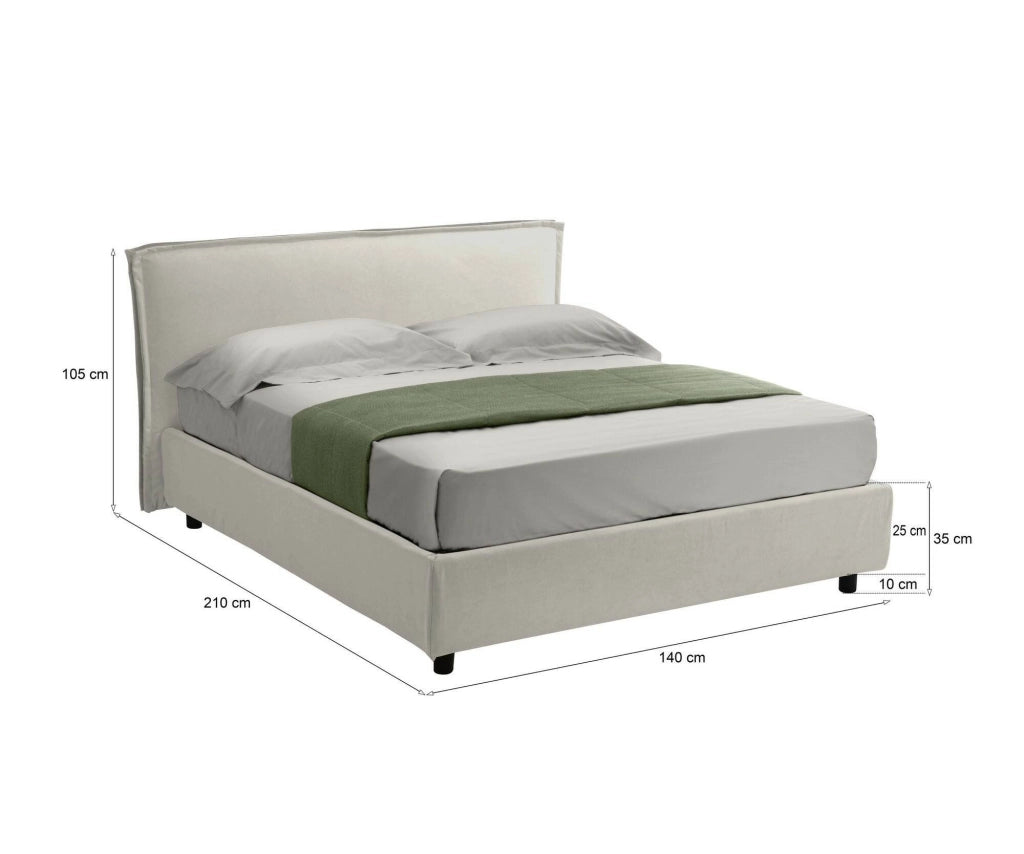 Bronte, Letto Alla Francese Sfoderabile Made in Italy, Beige
