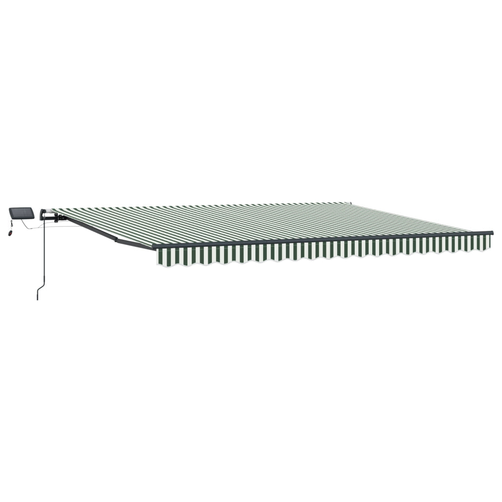 Tenda Retrattile Manuale con LED Verde e Bianco 400x300 cm