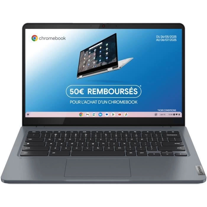 Computer Chromebook Plus LENOVO IdeaPad 3 14IAN8  FHD da 14'' - Intel i3 N305 - 8 GB di RAM - SSD da 128 GB - Sistema operativo Chrome - AZERTY