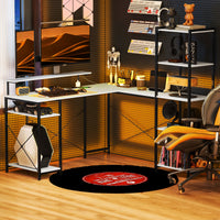 Scrivania Angolare 137x140x139,5 cm Supporto per Monitor Presa Elettrica e USB Bianco e Nero