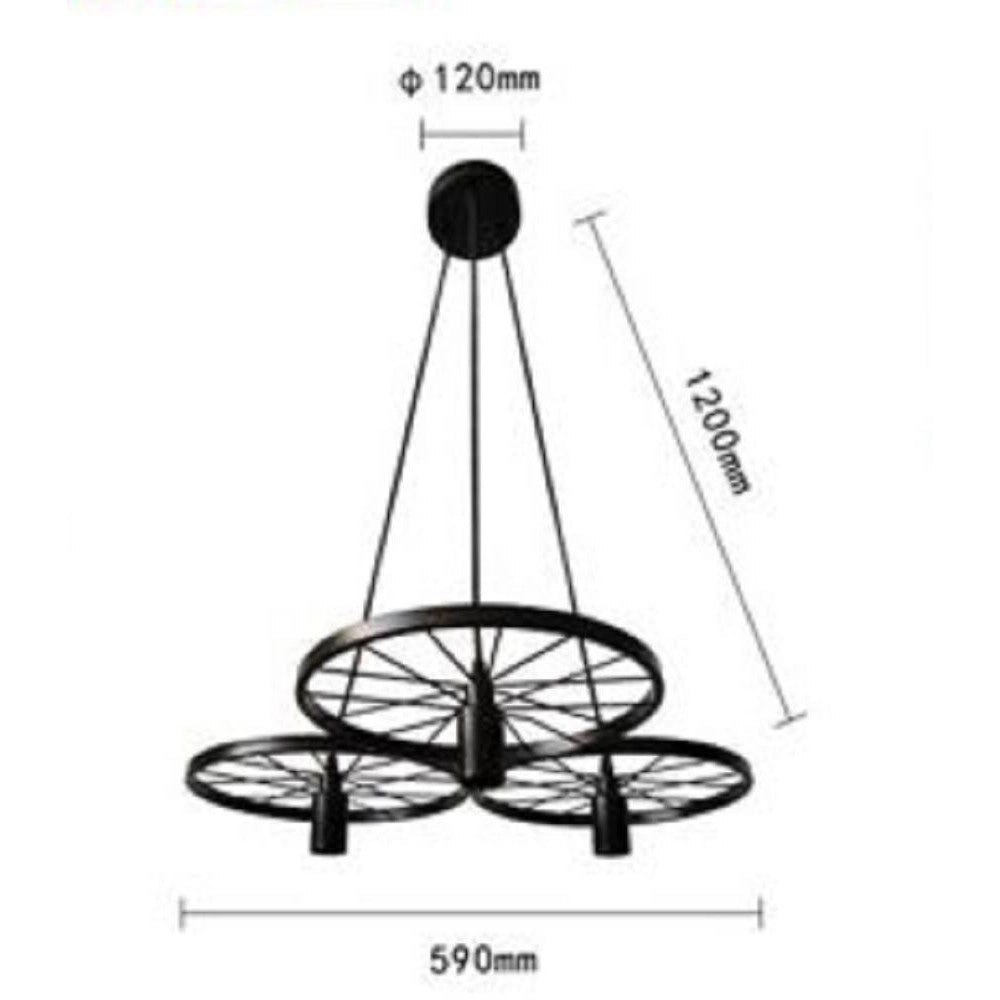 Trade Shop - Lampadario A Sospensione Vintage 3 Portalampada E27 Rustica Retrò Country Lp-86n -