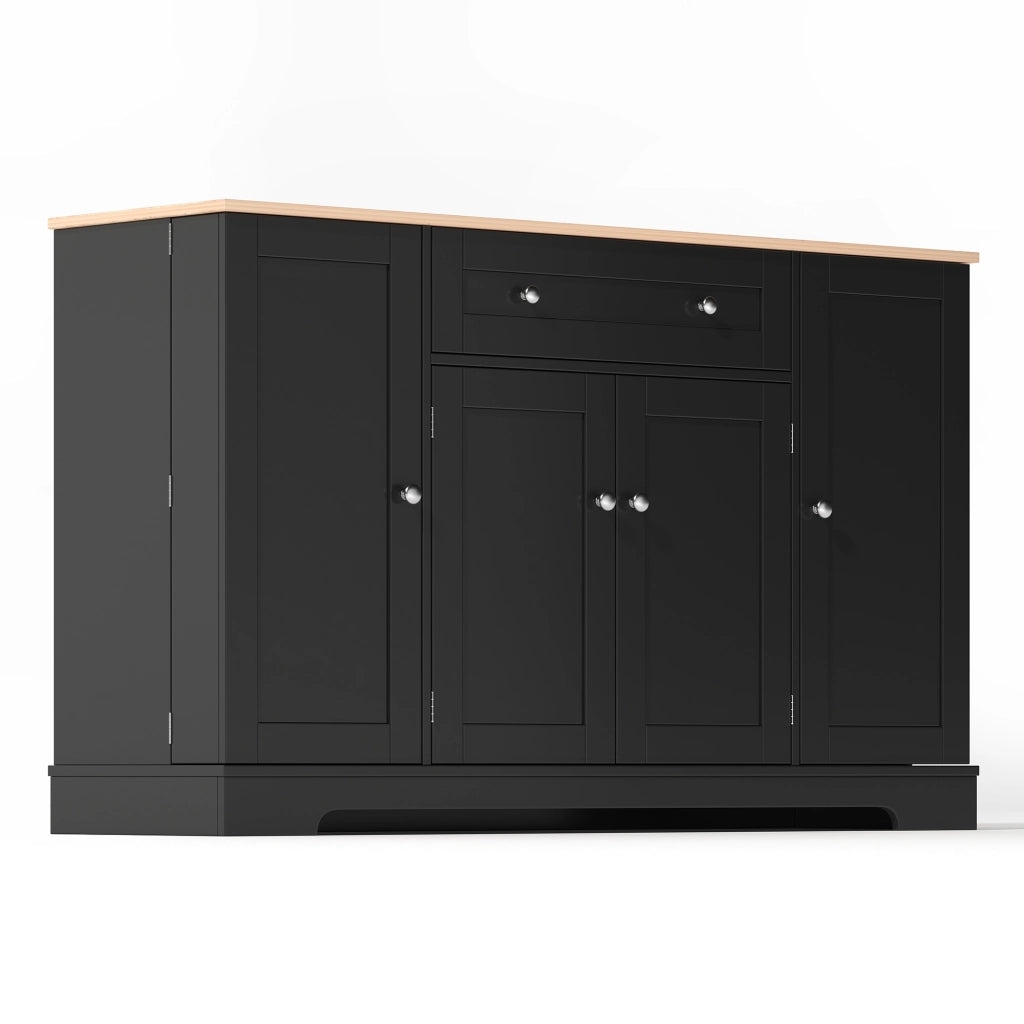MADIA 138 cm con cassetto e vani laterali, MDF nero