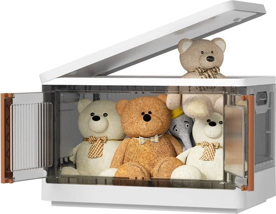 Cassetto di Stoccaggio con Coperchio - Scatola in Plastica - Scatole da Stivare - Cassetti di Stoccaggio con Ruote - Translucido - 32 Litri - Plastica