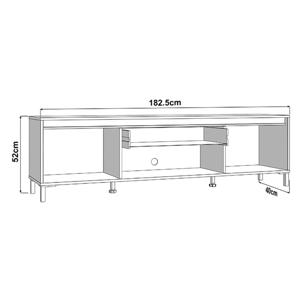Celico, Mobile Porta tv un Cassetto, 183x40x52h cm Bianco Crema