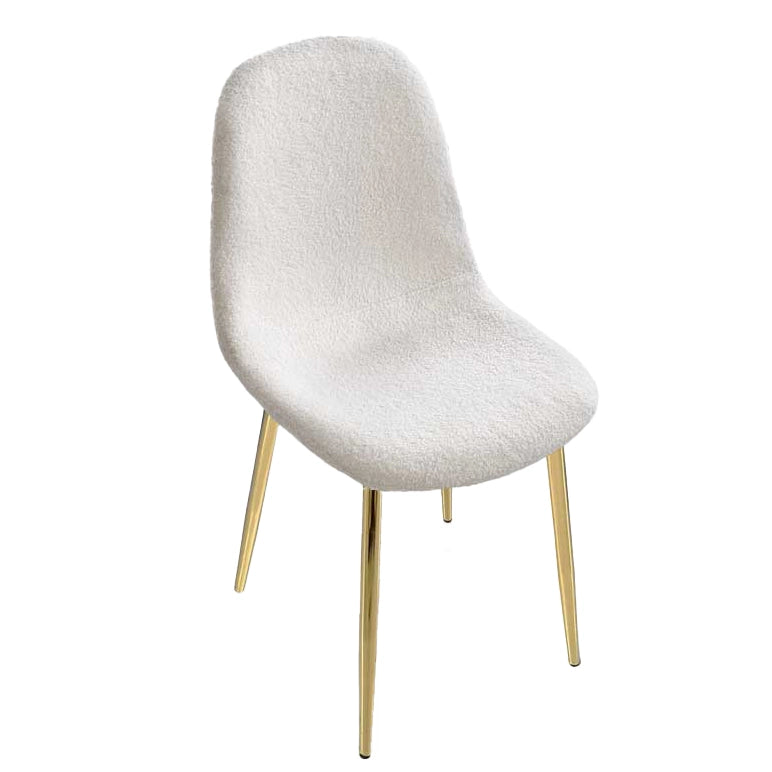 MAURY'S SET 4 SEDIE IMBOTTITE TEDDY IN TESSUTO BIANCO CON GAMBE ORO 44X48X88 CM