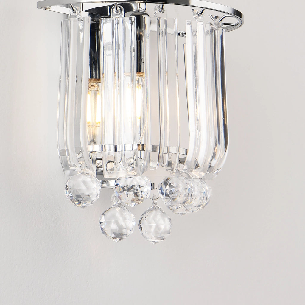 Lampada da Parete Alnwick con Sfere di Cristalli Artificiali - Color Cromo lux.pro