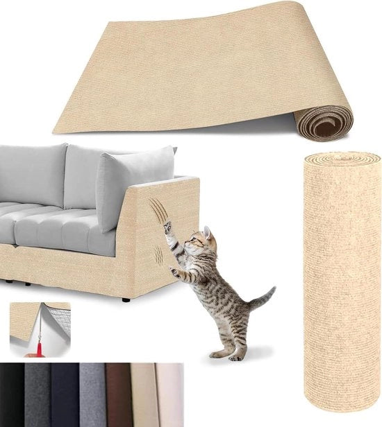 Tappeto Autoadesivo per Gatti 40 x 200 cm - Sostenibile e Amichevole per i Gatti - Protezione contro le Scalfitture per Divani e Mobili - Beige